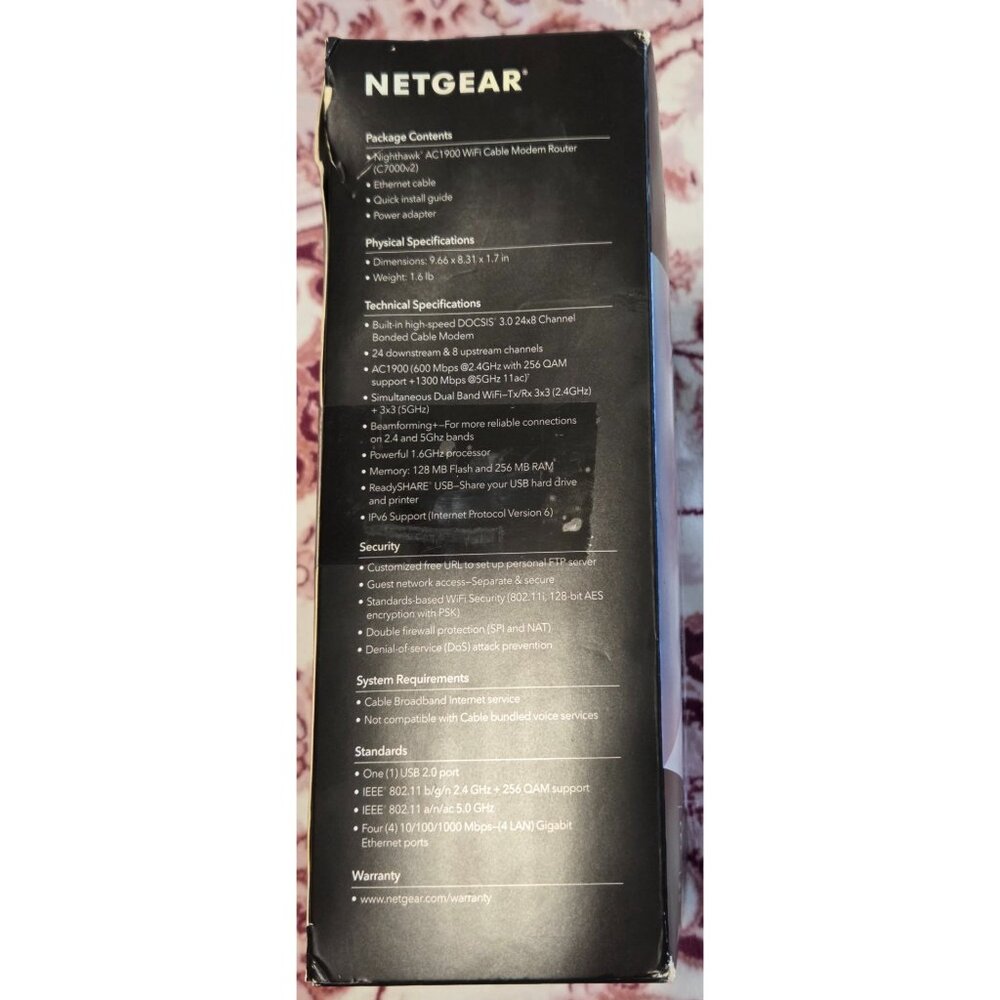 NETGEAR Nighthawk AC1900 DOCSIS 3.0 Cable Modem Router (C7000-1AZNAS) - Picture 7 of 9